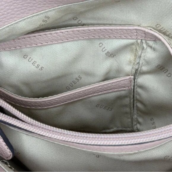 GUESS Light Pink Shoulder Bag Zip Inner Pockets Faux Pebbled Leather Texure 1981 - Picture 14 of 16